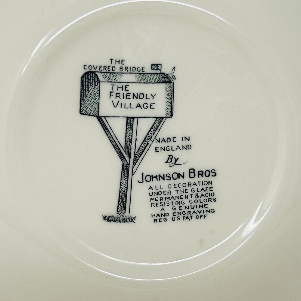 Johnson Bros Friendly Village Small Bowls Red Covered Bridge Dessert Fruit Set 5 - Picture 4 of 5